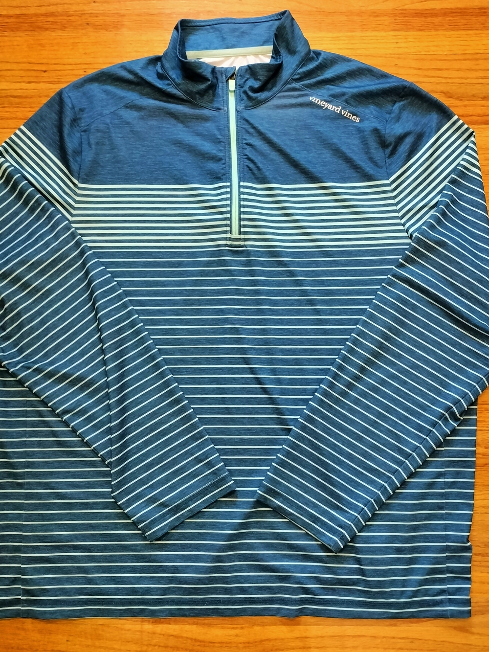 Vineyard Vines Men's Performance Clubhouse Blue Striped 1/4-Zip Pullover.Size XL